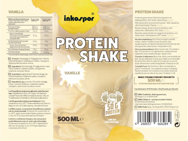 Produktbild Inkospor Protein Shake Vanille, 12 x 500 ml